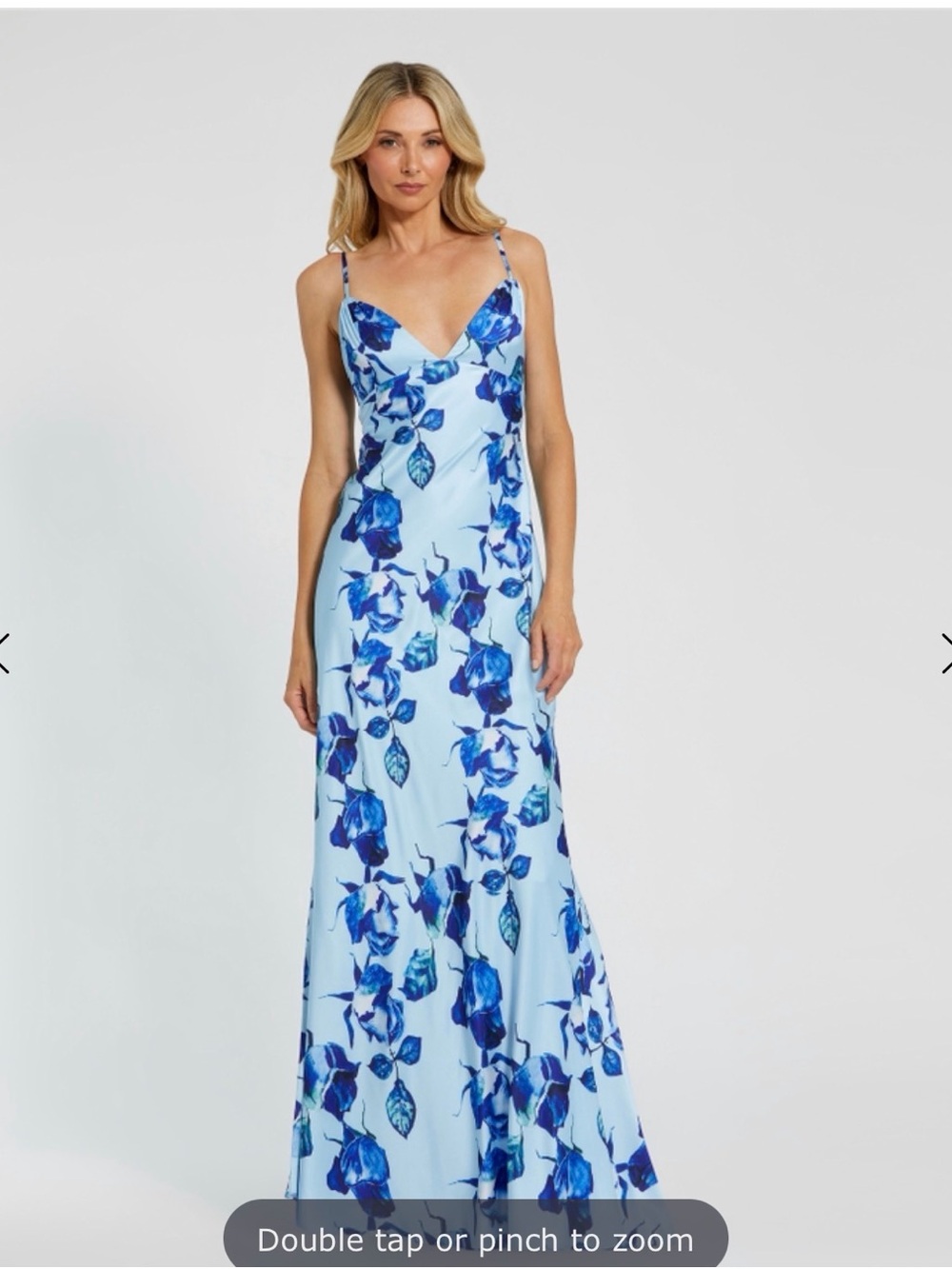 Mac Duggal Light Blue Floral Maxi Slip Dress